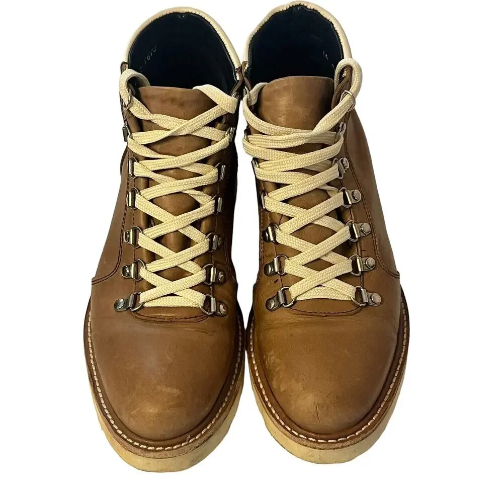 Nisolo Go-To City Hiker Boots •Wimen 8.5• Tan Almond Lace Up Anthropologie $350